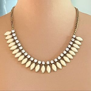 J. Crew Ivory Sparkling Statement Necklace New with Tags Gold-tone